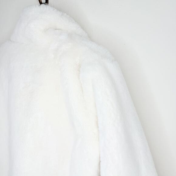 Apparis Sophie Faux Fur Ivory White Cream Mid Length Coat Jacket Medium - Picture 9 of 15